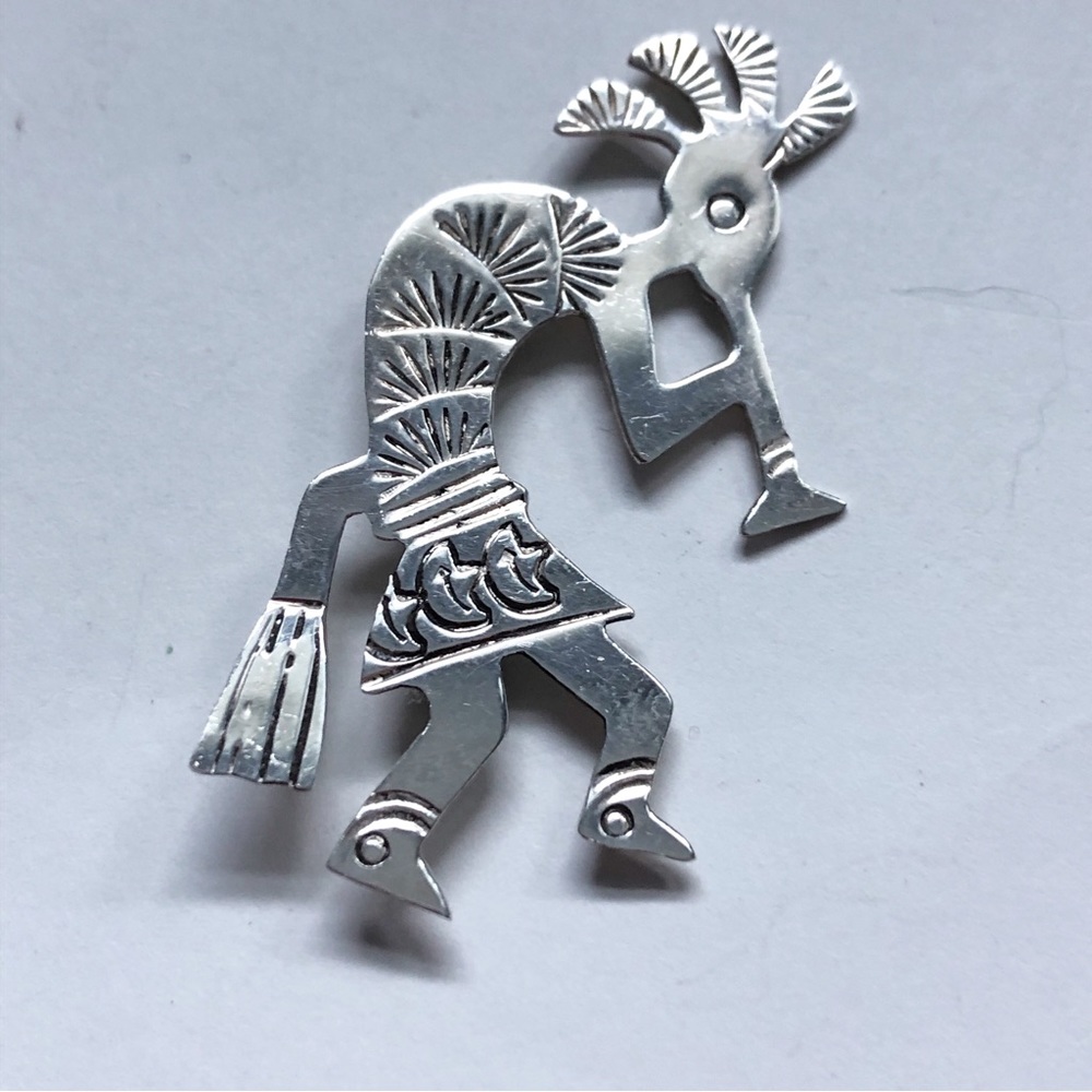 Navajo J. Nelson Kokopelli Sterling Silver Brooch Pin